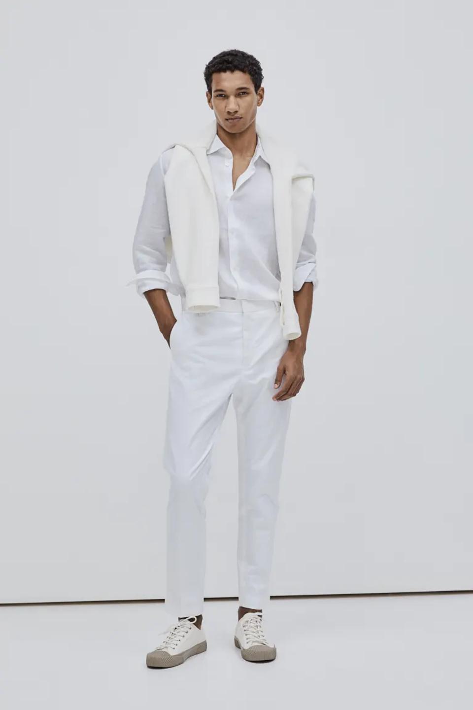 H&M Slim Fit Dressy Linen-blend Pants