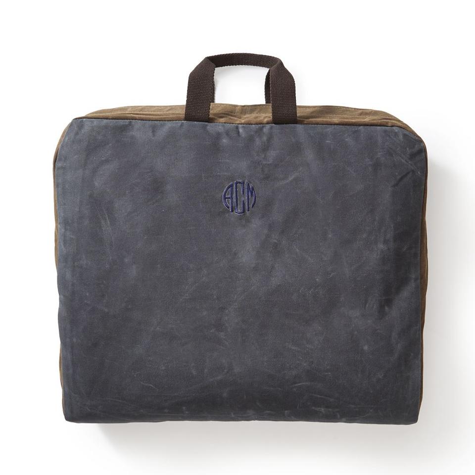 Mark & Graham Waxed Canvas Garment Bag on a white background.