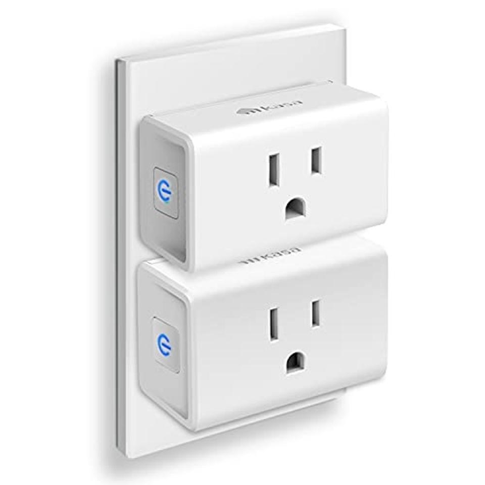 Two Kasa Mini Smart Plugs plugged in to an outlet