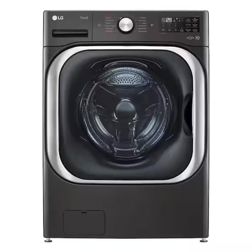 LG's Turbowash Front-Load Washer against a white background. 