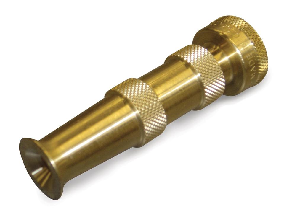 Dramm Adjustable Brass Hose Nozzle on a white background.