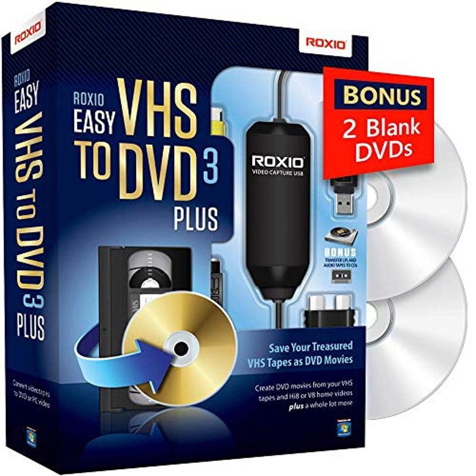 Roxio Easy VHS to DVD 3 Plus | VHS, Hi8, V8 Video to DVD or Digital Converter | Amazon Exclusive 2 Bonus DVDs [Windows]