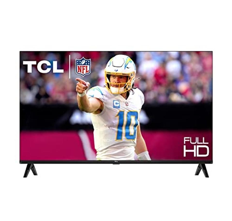 TCL S3 32-inch TV showing football player on a white background 