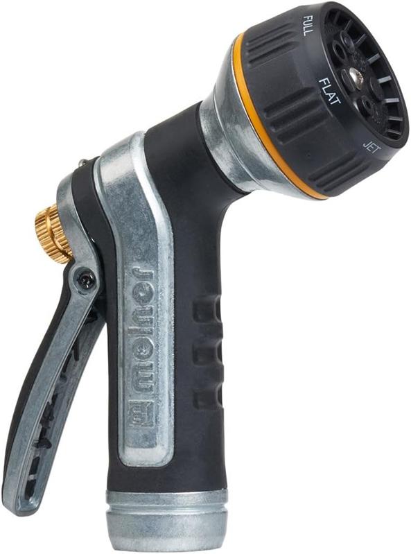 Melnor 7-Pattern Adjustable Heavy-Duty Hose Nozzle on a white background.