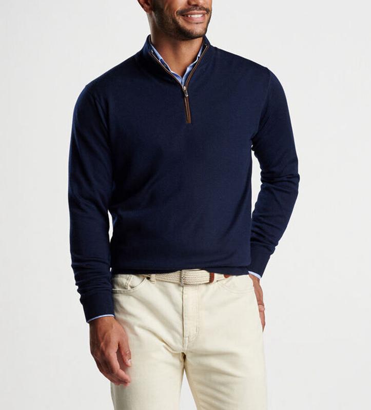 Peter Millar Autumn Crest Suede Trim Quarter Zip