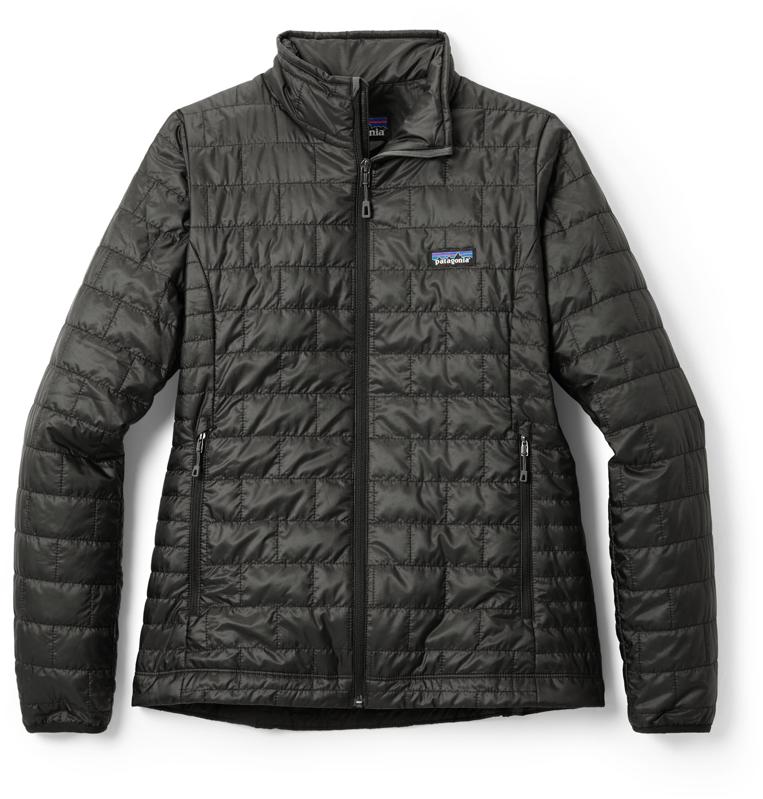 Black Patagonia Nano Puff Jacket on a white background. 