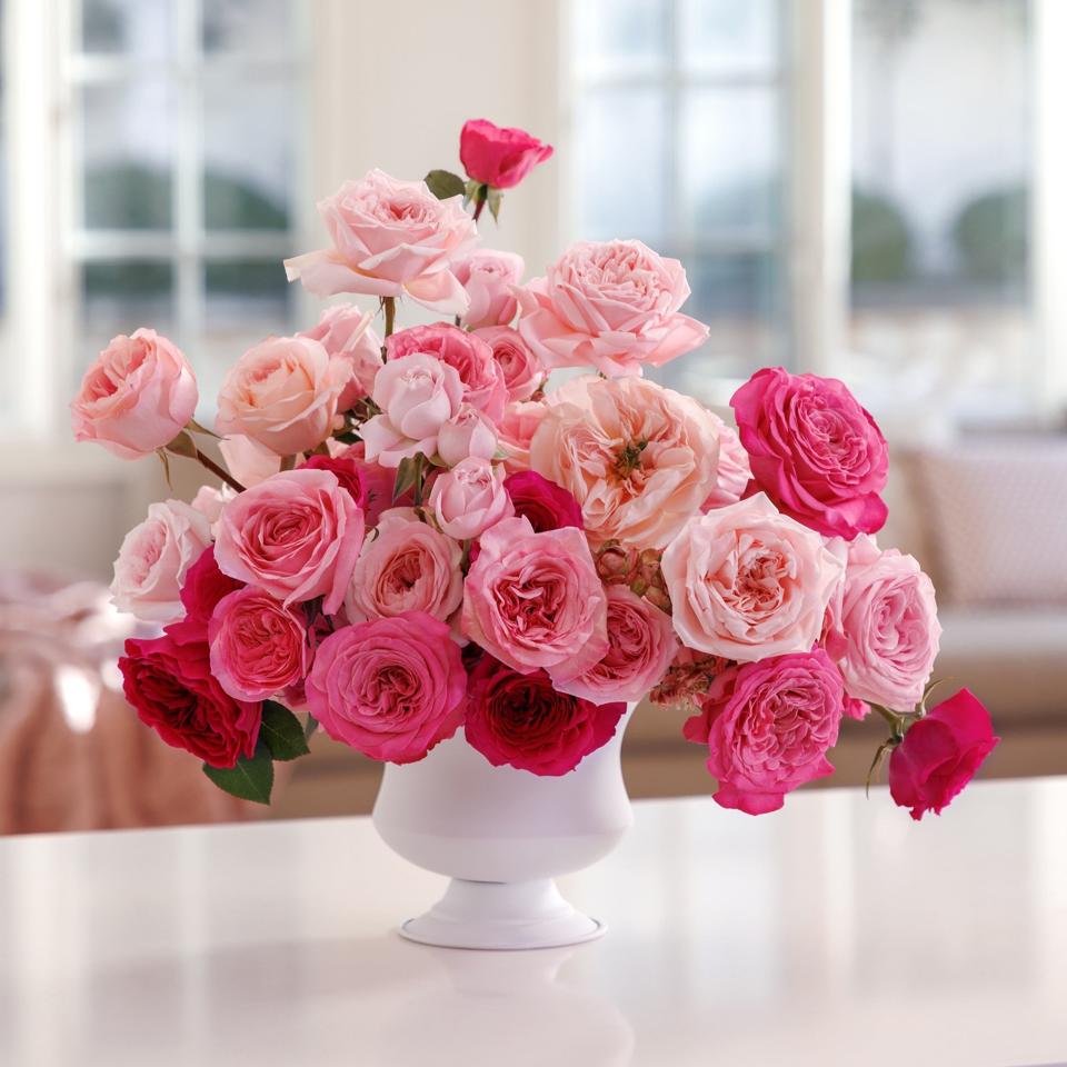 Grace Rose Farm Lover Floral Arrangement on a counter