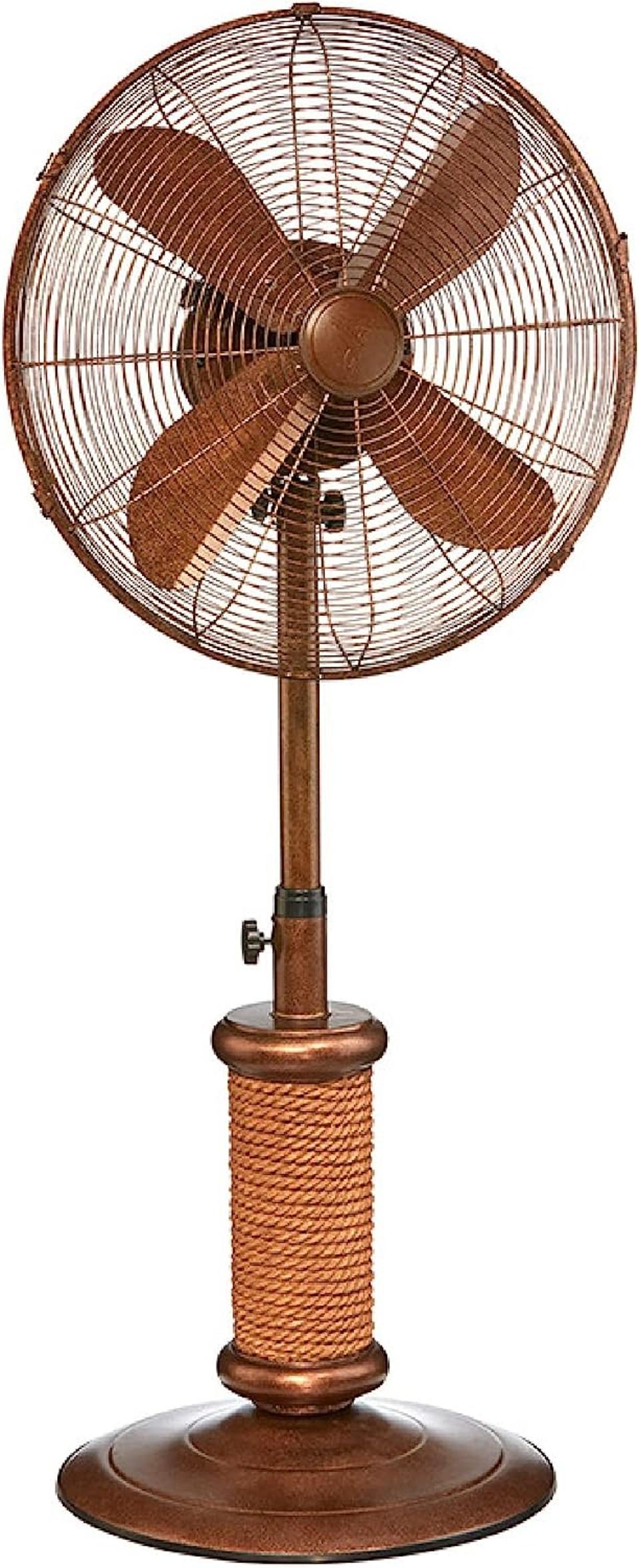 Best Oscillating Fan: DecoBREEZE Pedestal Standing Fan, 3-Speed Oscillating Fan with Adjustable Height, Nautica, Antique Fan, 18 Inches