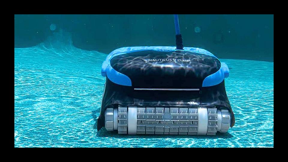 photo of black and blue dolphin nautilus cc plus underwater in pool for forbes vetted