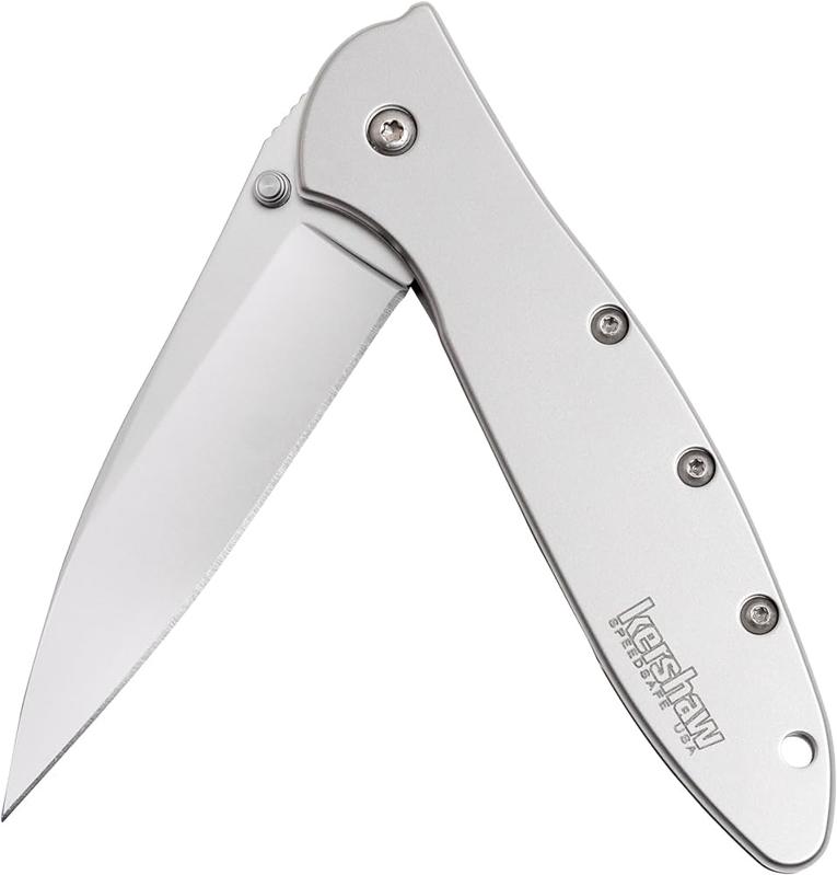 Kershaw Leek Pocket Knife Stainless Steel Drop Point Blade in silver