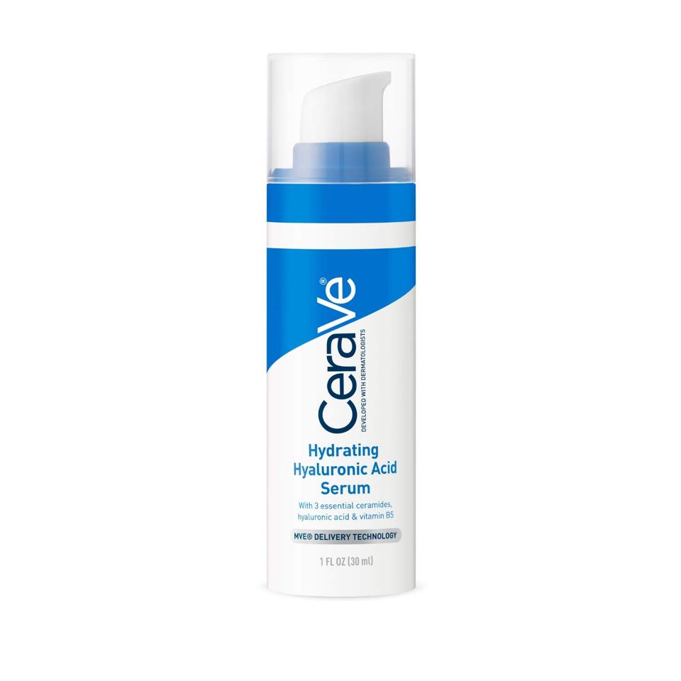 CeraVe Hydrating Hyaluronic Acid Serum on white background.