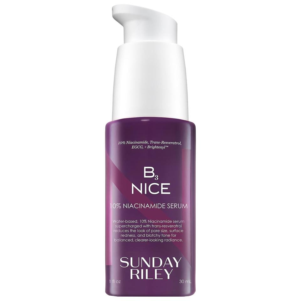 Sunday Riley B3 Nice 10% Niacinamide Serum on white background.