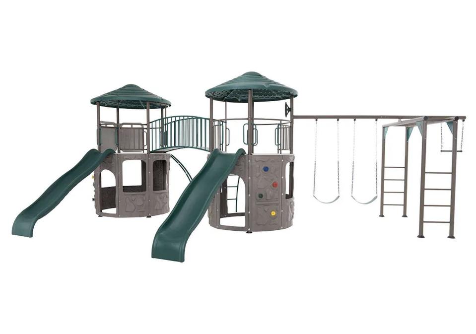 Lifetime Double Adventure Tower with Monkey Bars on a white background