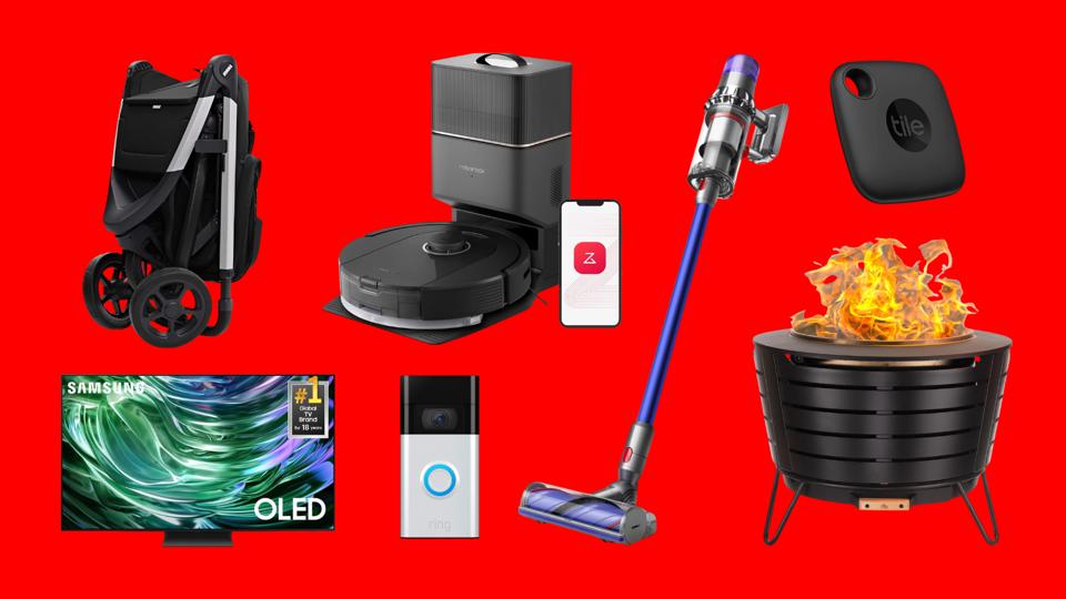 Several items from Amazon's Labor Day sale against a red background