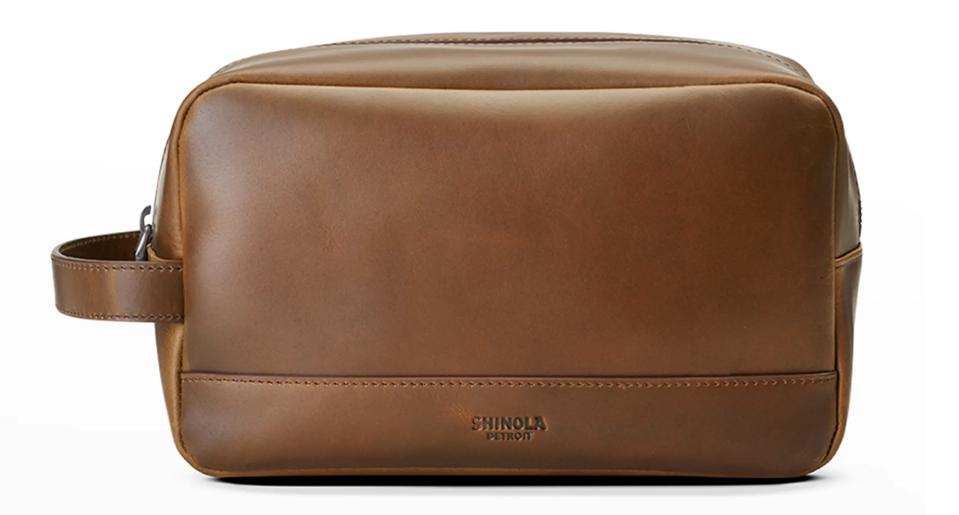 Shinola Leather Travel Kit on a white background.