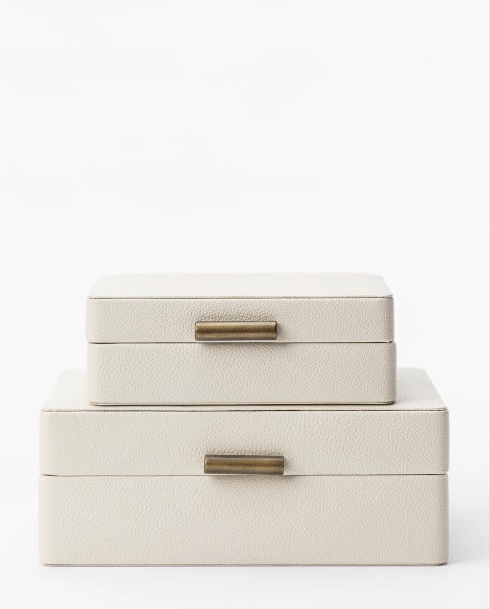 decorative white shagreen boxes