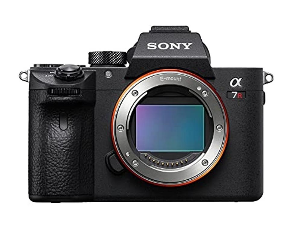 The Sony a7R IV body on a white background