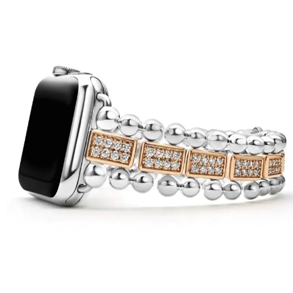 Lagos Two-Tone Pavé Diamond Apple Watch Bracelet