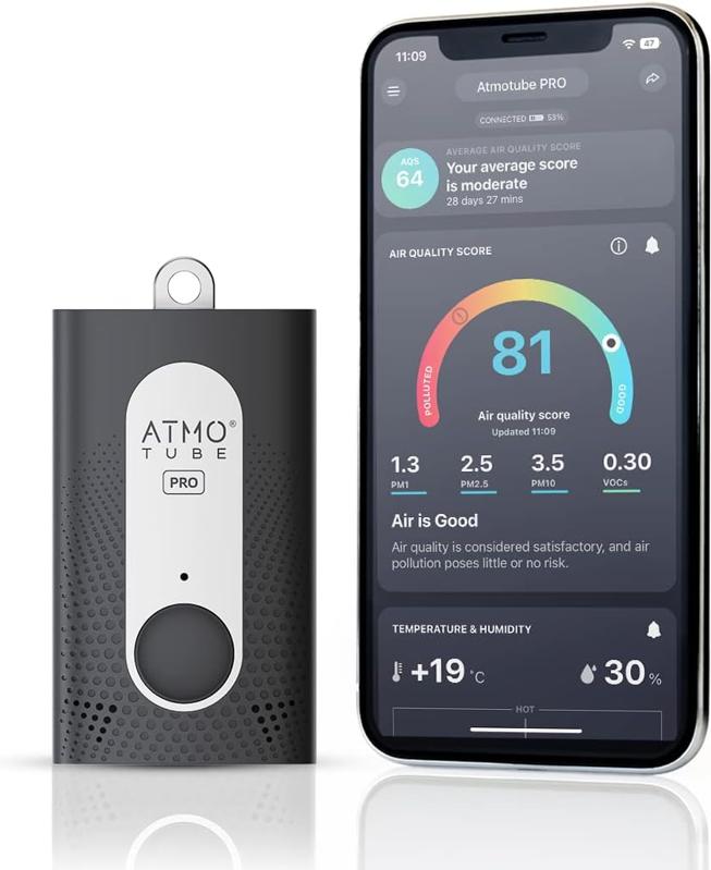 Atmotube Pro Air Quality Monitor on a white background.