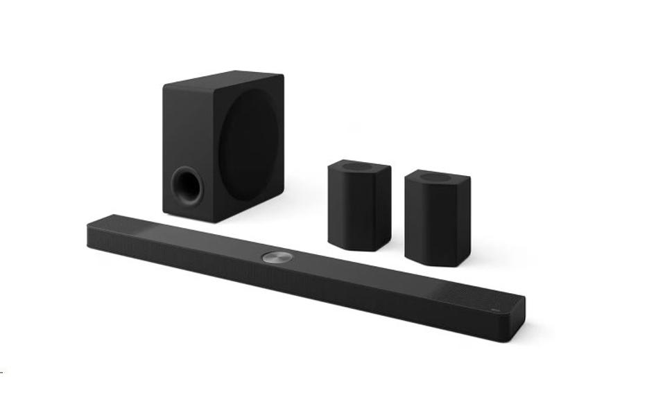 LG S95TR soundbar with speakers on a white background