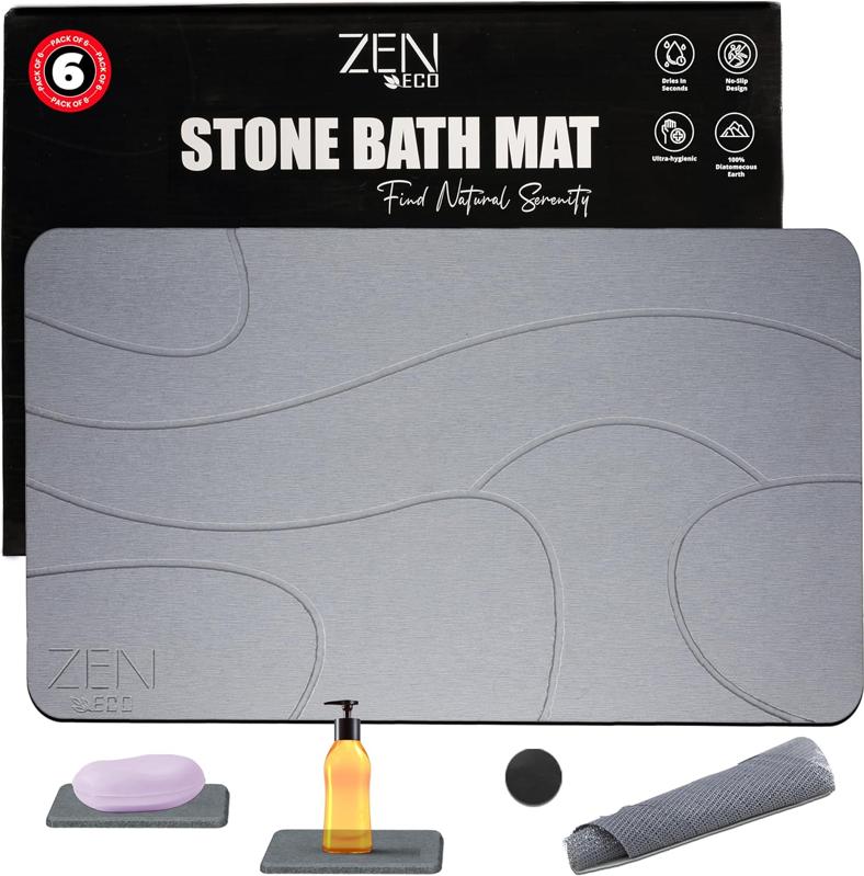 Zen-Eco Stone Bath Mat Set on a white background.