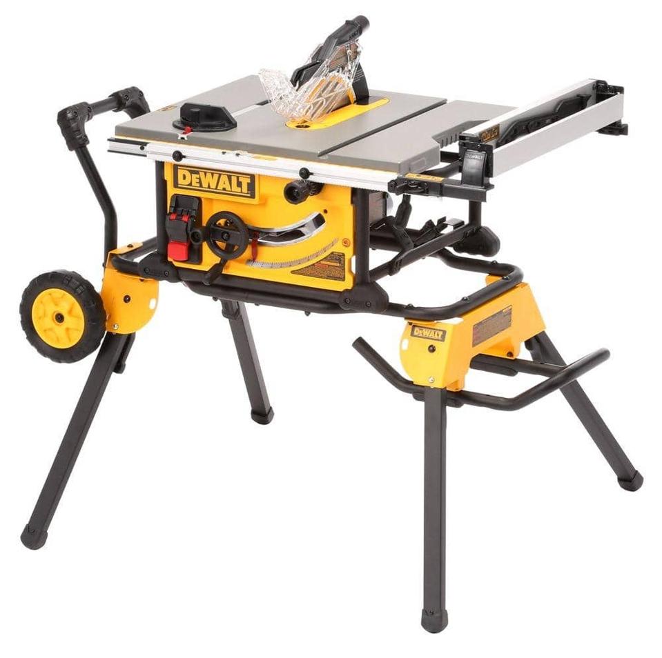 Best Table Saw: DEWALT 15 Amp Corded 10 in. Job Site Table Saw with Rolling Stand DWE7491RS