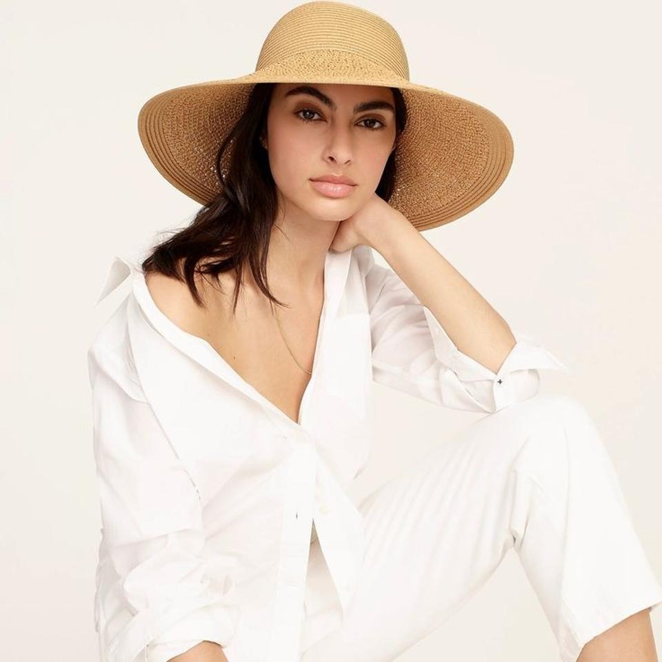 J.Crew Textured Summer Straw Hat on a white background.