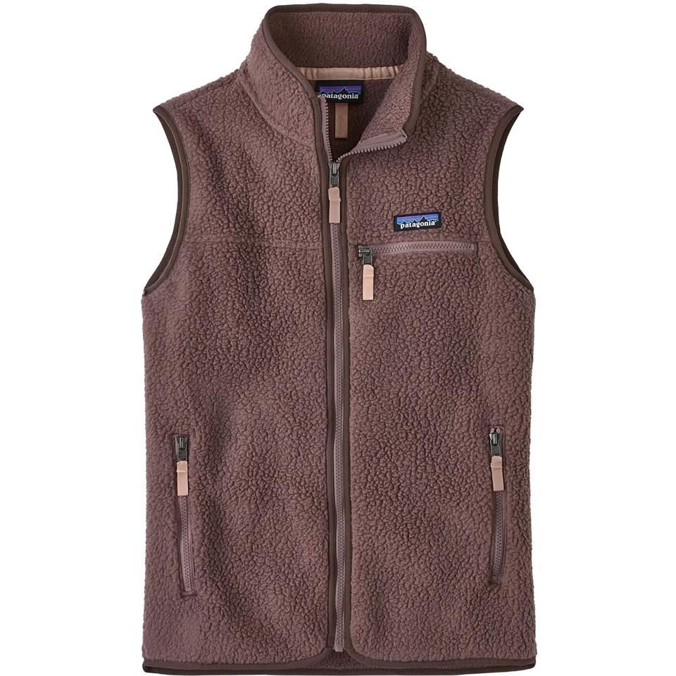 Product shot of a women's Patagonia Retro Pile Fleece Vest in Dusky Brown. 