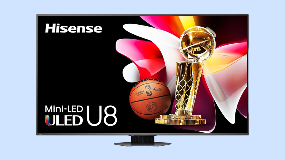 Hisense U8N TV on a light blue background