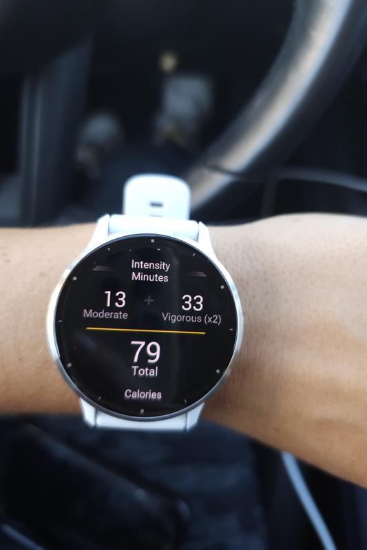 Garmin Venu 3 showing minutes spent active