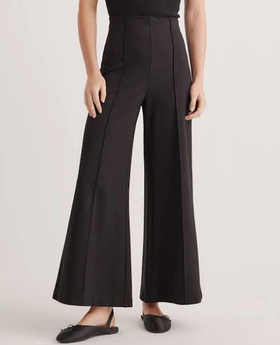 Quince Ultra-Stretch Ponte Super Wide Leg Ankle Pants