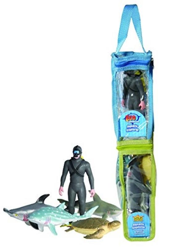 Wild Republic Diver Toy Figure and ocean animals including sharks for bath or pool 