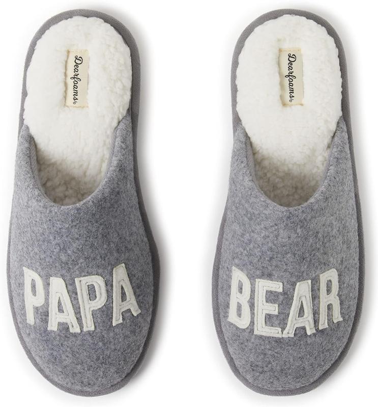 Dearfoams Men's Papa Bear Slipper on white background