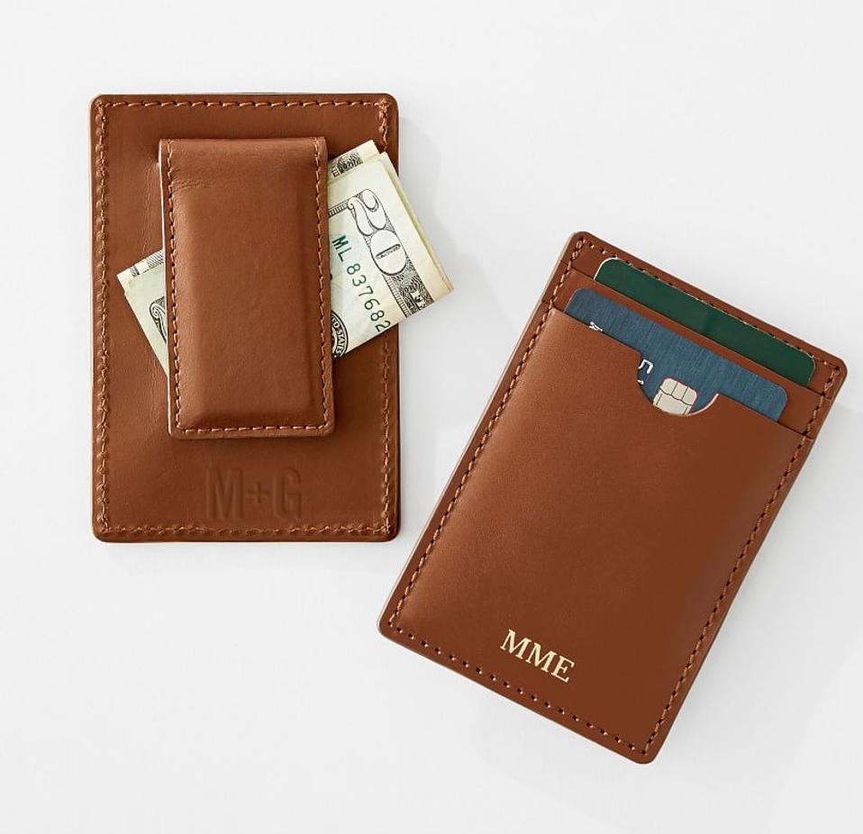 Mark & Graham Monogrammed Leather Money Clip Wallet