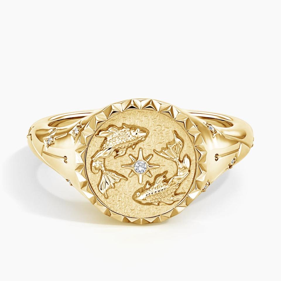 Brilliant Earth Pisces Zodiac Diamond Signet Ring