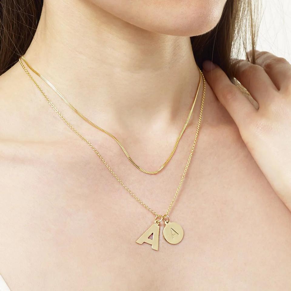 Helen Ficalora Monogram Gold Charm Necklace