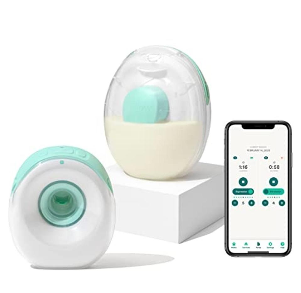 Willow Go Wearable Breast Pump, and a phone showing the app