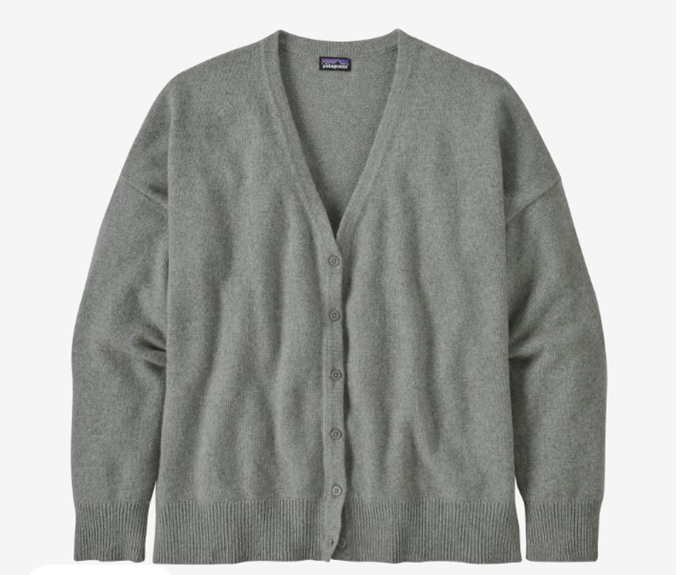 Product shot of a Grey Patagonia Recycled Cashmere Cardigan