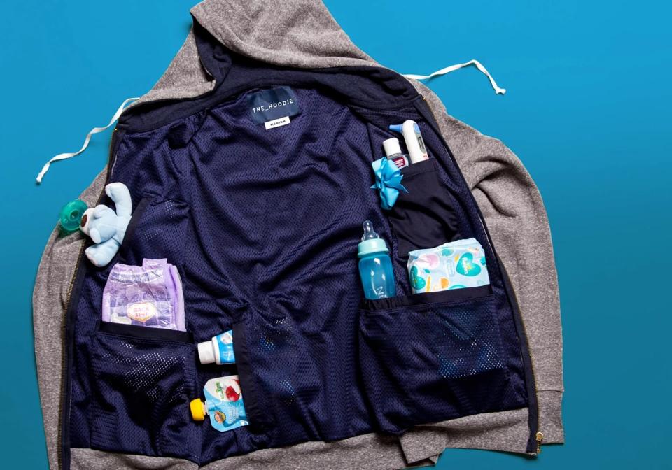 The Dad Hoodie on blue background