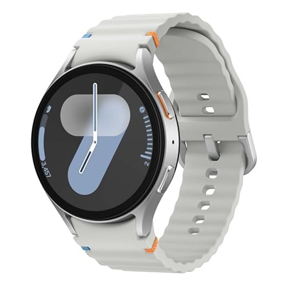 Samsung Galaxy Watch 7 in silver on a white background