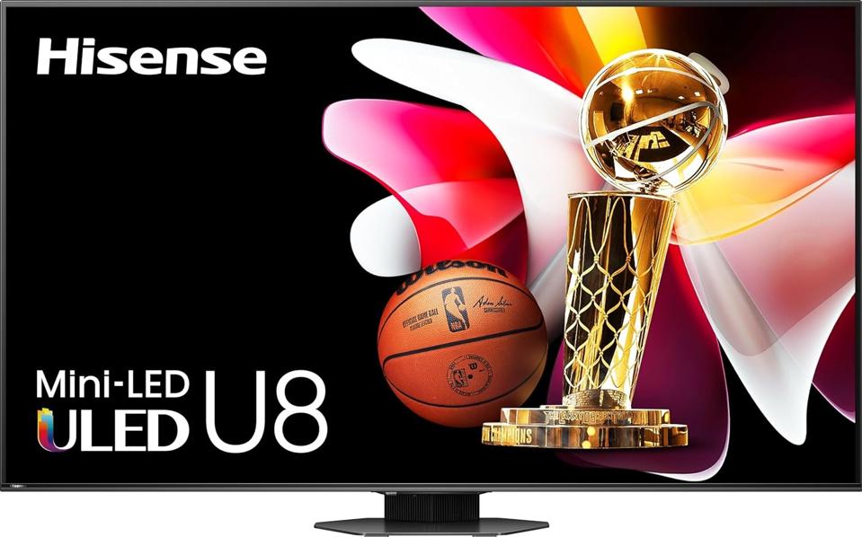 The Hisense U8N MIni-LED TV on a white background