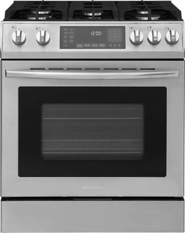 Insignia 4.8 Cu. Ft. Slide-In Gas Convection Range with Self Clean and Air Fry - Stainless Steel