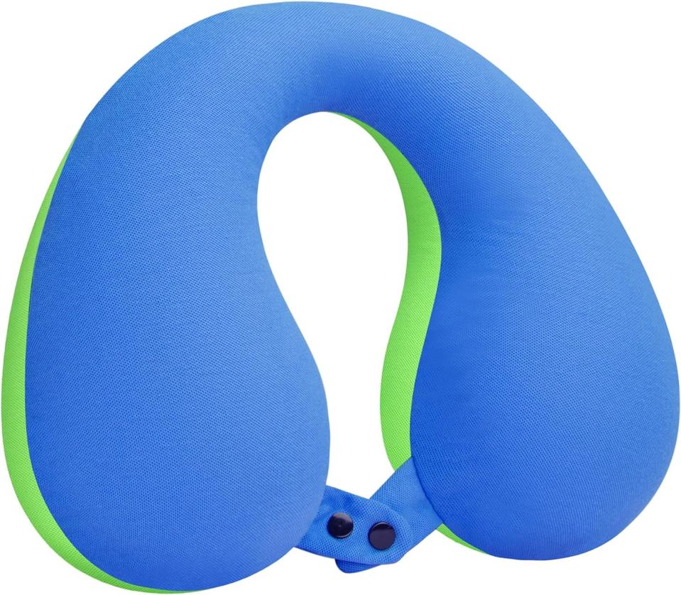 COOLBEBE Kids Neck Travel Pillow in blue and green