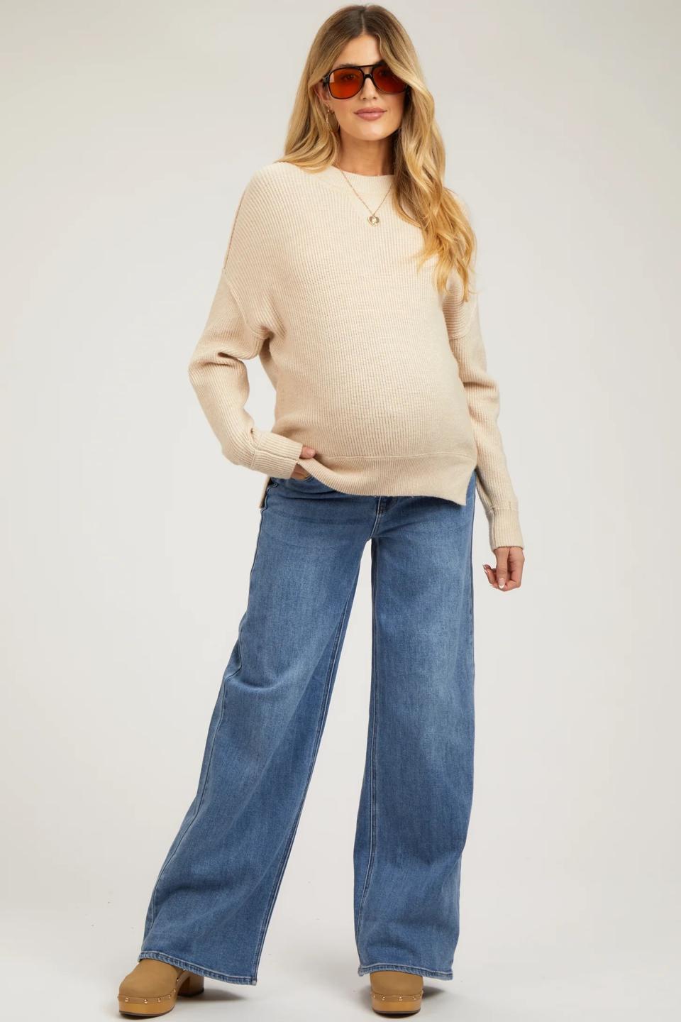 PinkBlush Blue Wide Leg Maternity Jeans