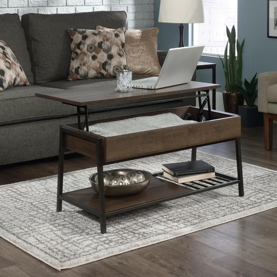 Haneline Coffee Table in a living room with rug.