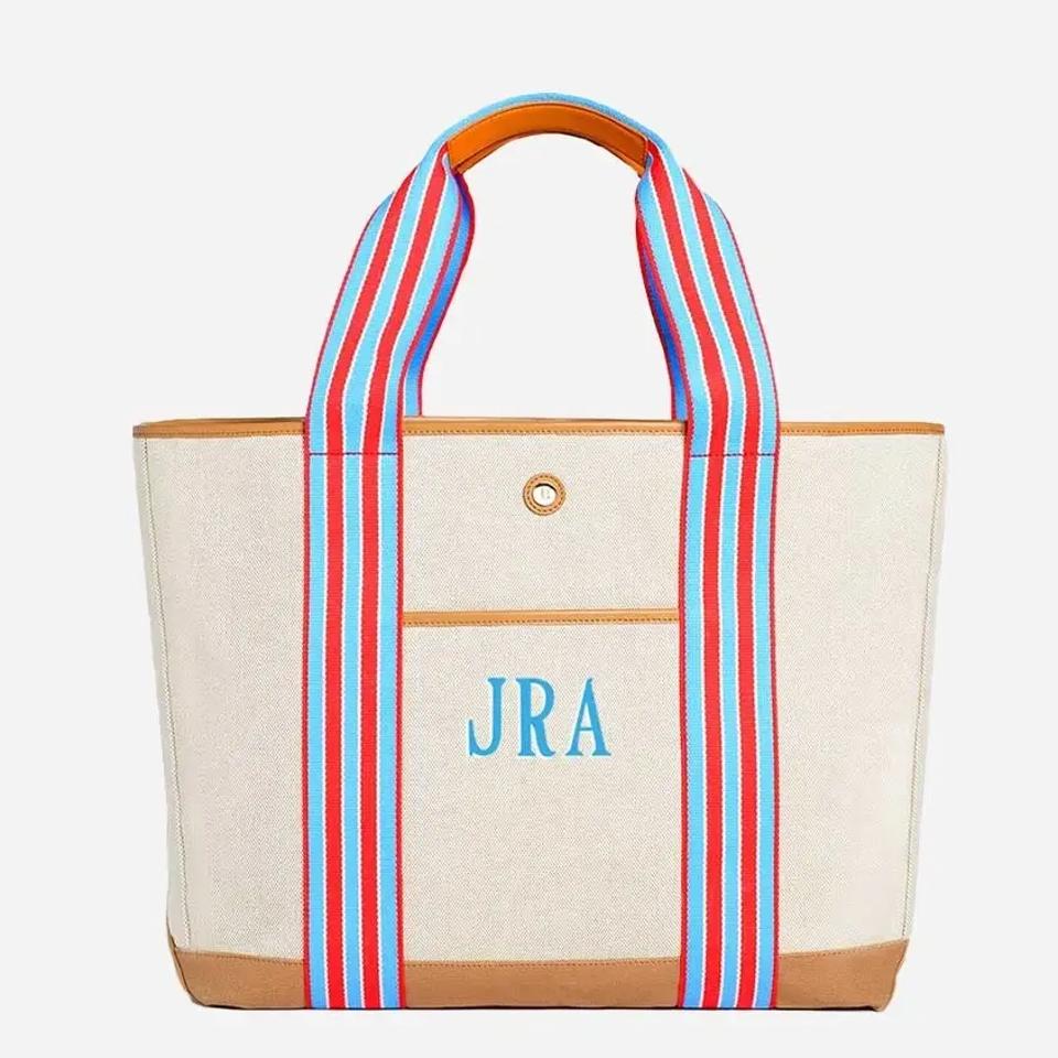 Paravel Medium Cabana Tote the Paloma colorway with the initials JRA monogrammed on the front