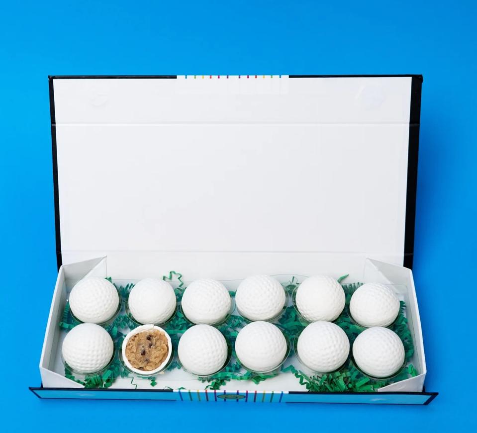 Flour Shop Golf Ball Cake Balls - 12 Pack on blue background