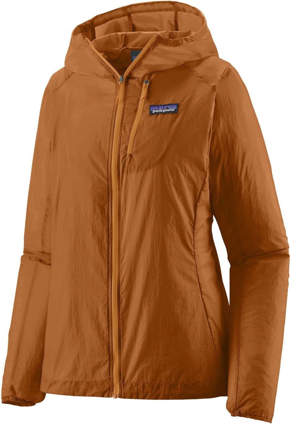 Product shot of a women's Patagonia Houdini Jacket in Golden Caramel. 