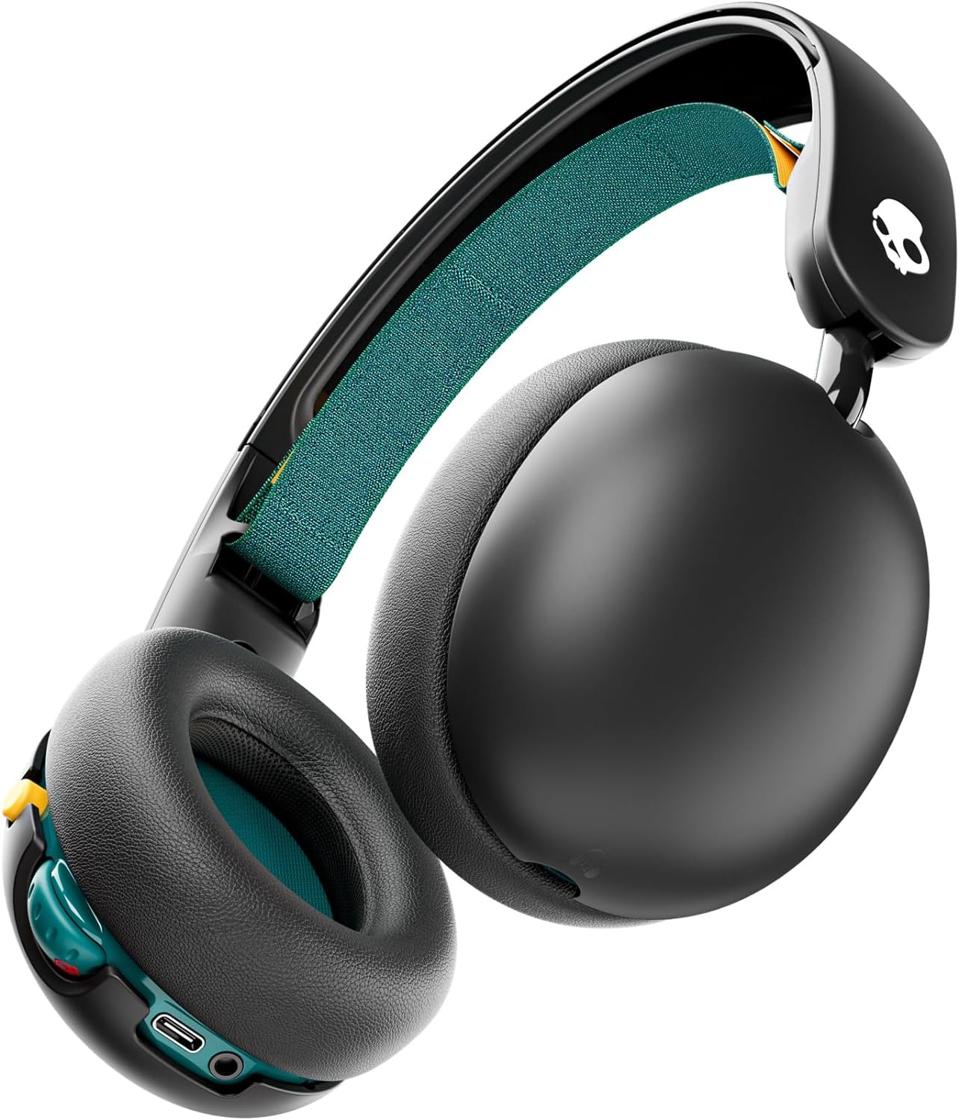 Skullcandy Grom Wireless Headphones with teal trim on a white background