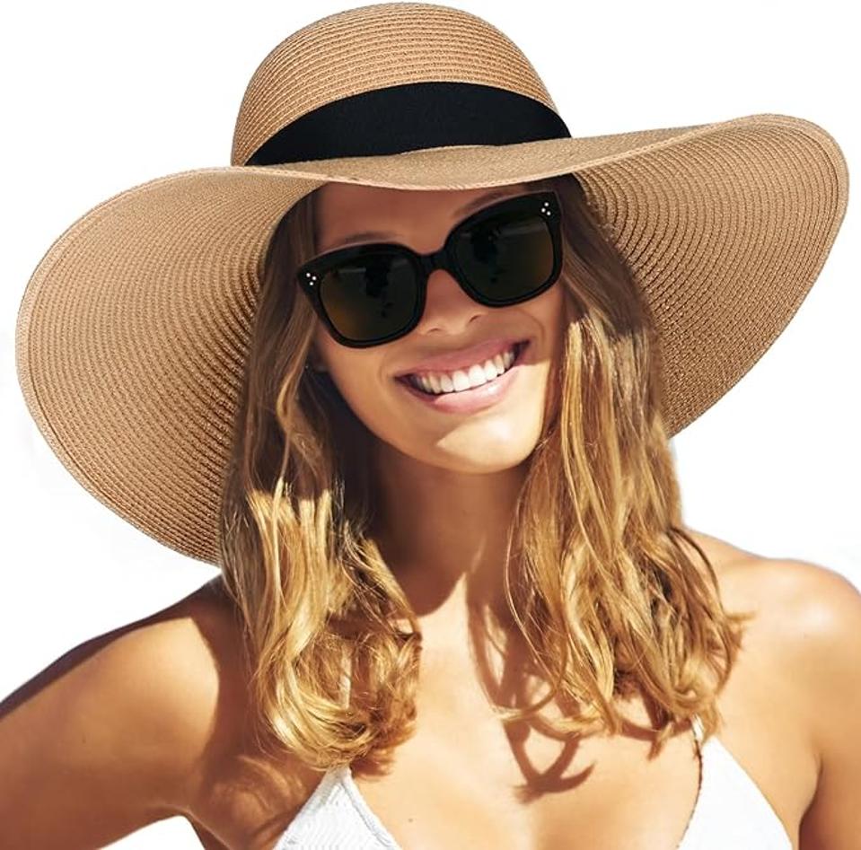 Furtalk Straw Hat on a model.